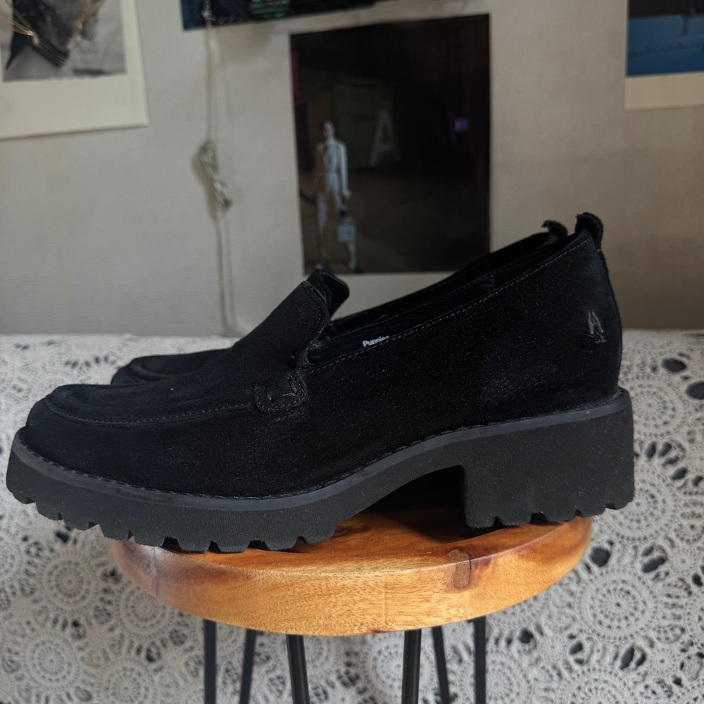 Hush Puppies Black Suede Loafers